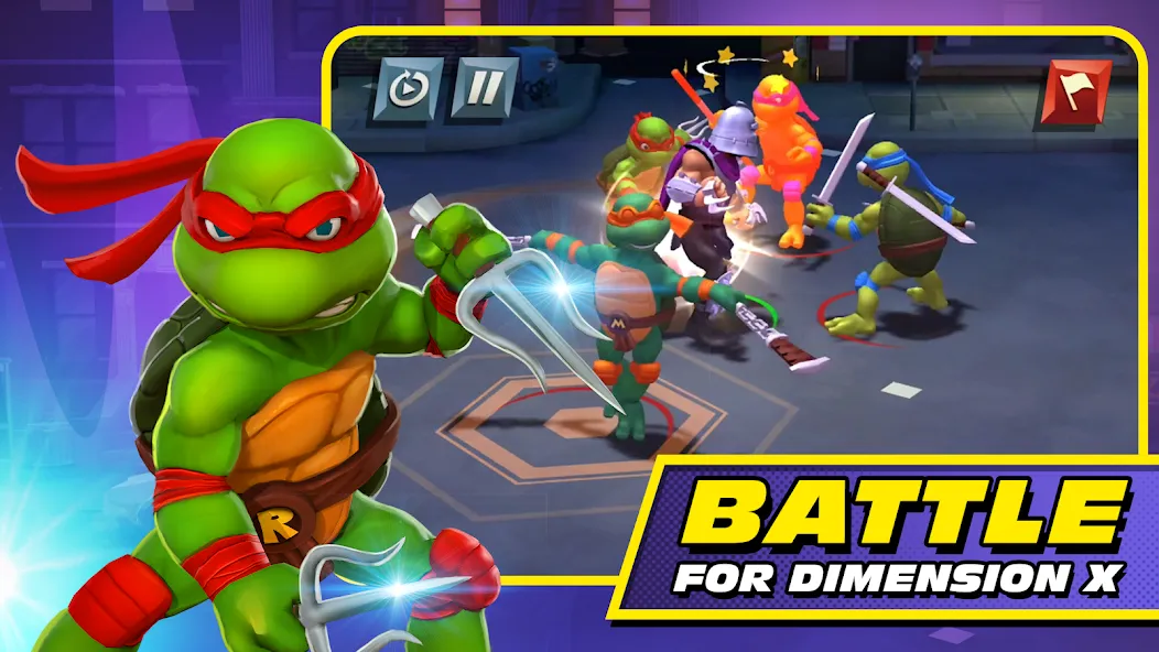 Взломанная TMNT: Mutant Madness [MOD: безлимитные ресурсы и усиленные герои] на Андроид — скриншот 1