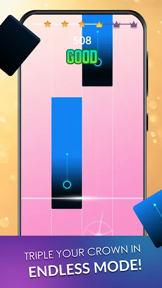 Взломанная Piano Dream: Tap Piano Tiles 3 [MOD: безлимитные жизни и золото] на Андроид — скриншот 2