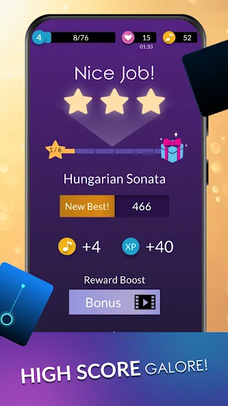 Взломанная Piano Dream: Tap Piano Tiles 3 [MOD: безлимитные жизни и золото] на Андроид — скриншот 4