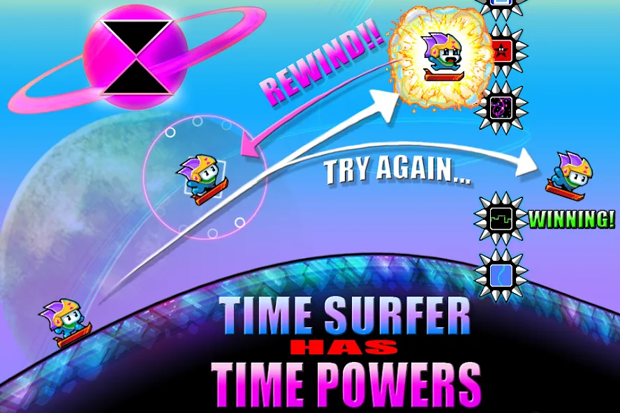 Time Surfer [MOD: безлимитные жизни и ускорение времени] (Бесплатно / APK) — скриншот 2