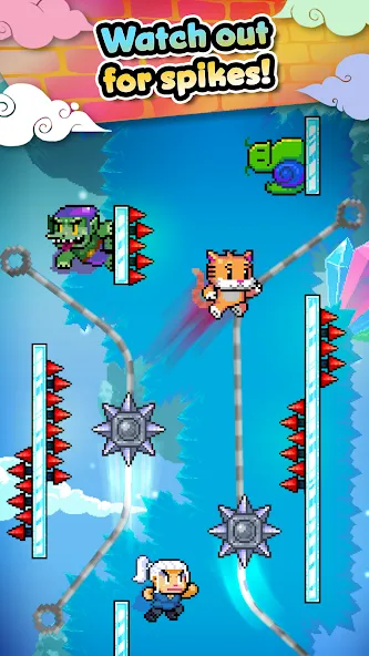 Взломанная Wall Kickers [MOD: безлимитные деньги и прыжки выше] на Андроид — скриншот 4