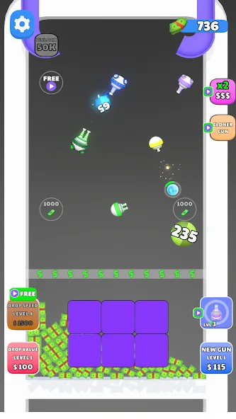 Скачать взлом Guns and Bounce [MOD: безлимитные патроны и монеты] — скриншот 1