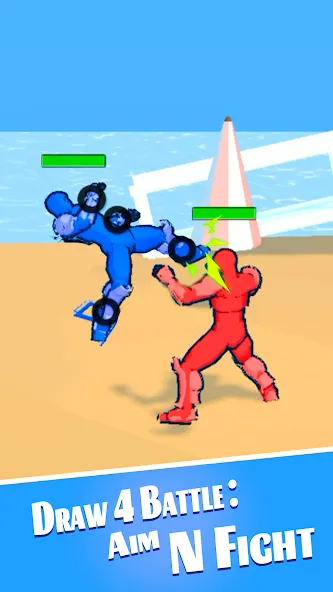 Взломанная Draw 4 Battle: Aim N Fight [MOD: безлимитные деньги и патроны] на Андроид — скриншот 1