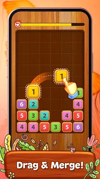 Взломанная Merge Wood: Block Puzzle [MOD: безлимитные монеты и подсказки] на Андроид — скриншот 1