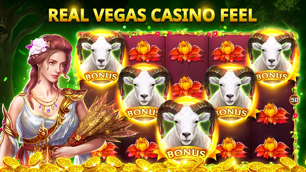 Скачать взлом Slots Myth - Slot Machines [MOD: безлимитные монеты и бонусы] — скриншот 4
