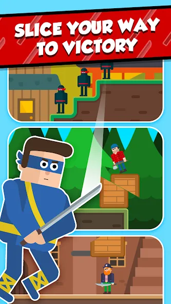 Mr Ninja - Slicey Puzzles [MOD: безлимитные подсказки и открыты все уровни] (Бесплатно / APK) — скриншот 4