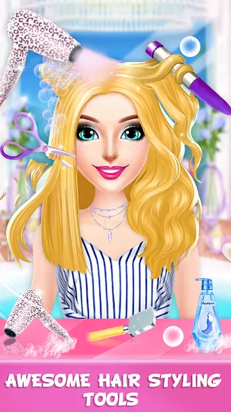 Скачать Braided Hair Salon Girls Games [MOD: безлимитные деньги и всё открыто] на телефон — скриншот 4