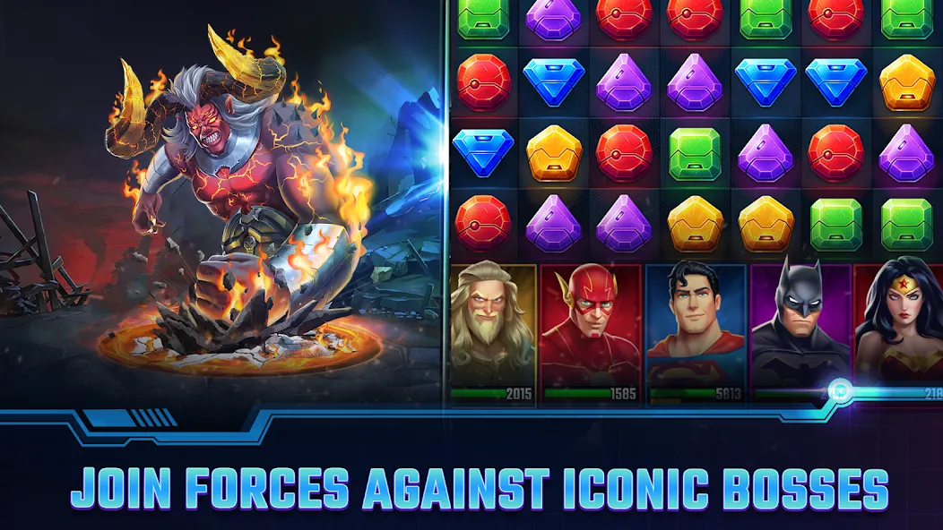 DC Heroes & Villains: Match 3 [MOD: безлимитные деньги и энергия] — Скачать бесплатно (APK) — скриншот 4