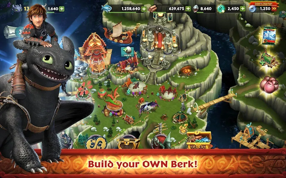 Скачать взлом Dragons: Rise of Berk [MOD: безлимитные ресурсы и быстрый прогресс] — скриншот 1