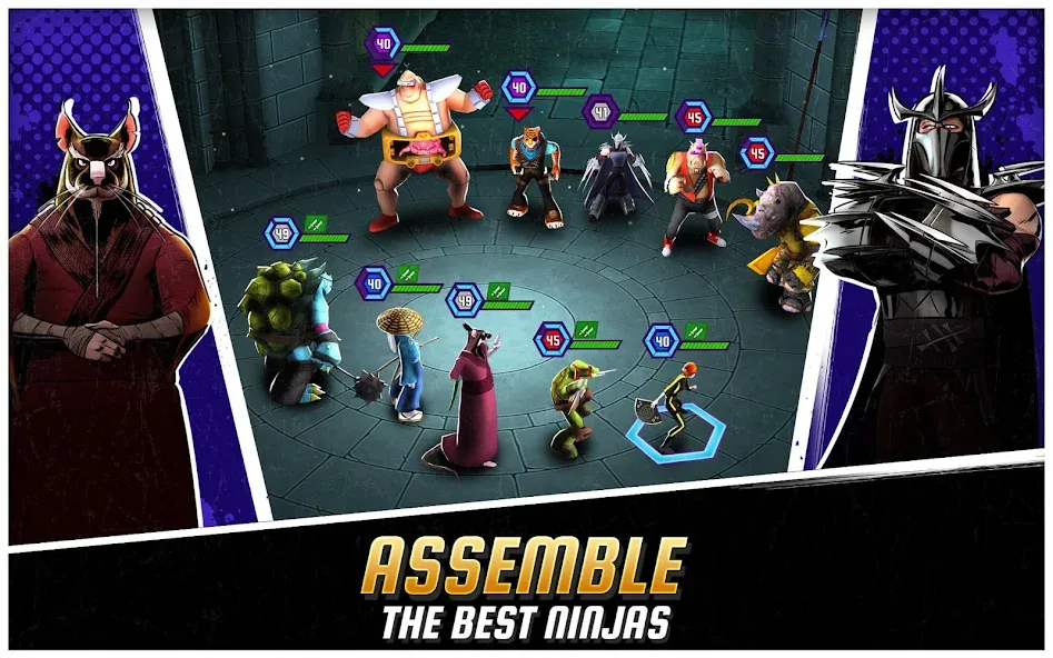 Взломанная Ninja Turtles: Legends [MOD: безлимитные деньги и усиленные герои] на Андроид — скриншот 1