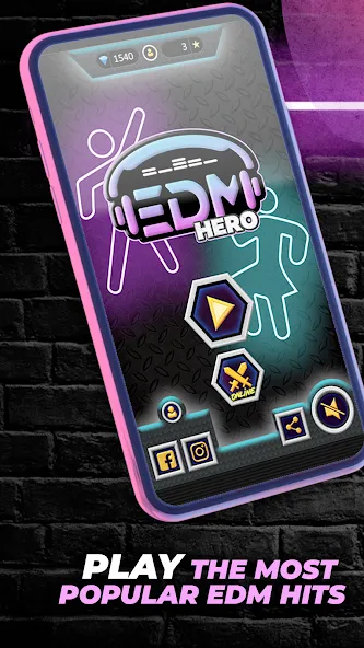 Взломанная Guitar Hero Game: EDM Music [MOD: безлимитные деньги и все песни открыты] на Андроид — скриншот 1
