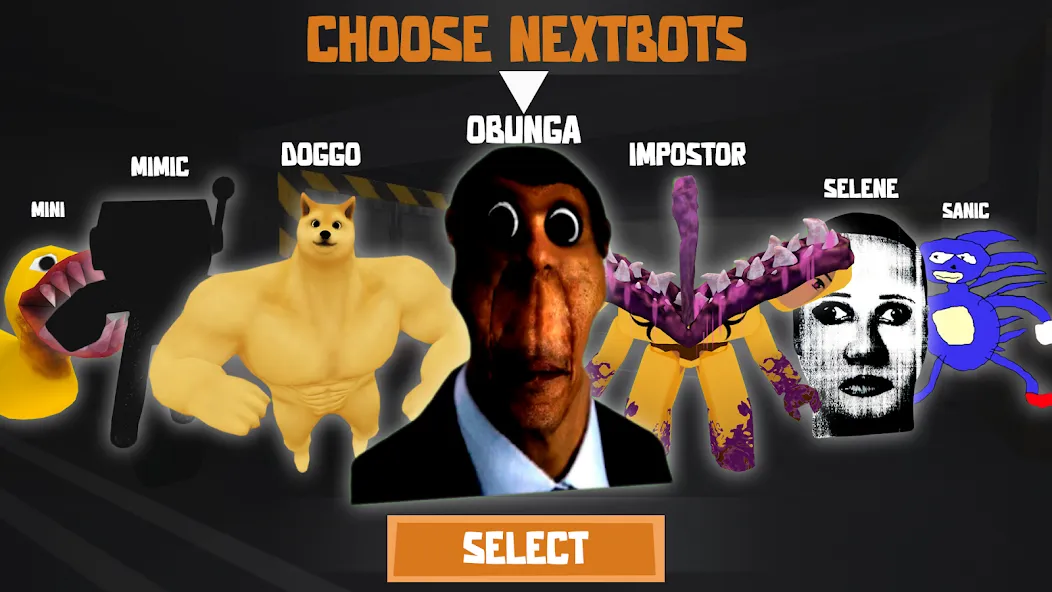 Скачать взлом Nextbots: Obunga Chase Rooms [MOD: безлимитные жизни и открыты все комнаты] — скриншот 1