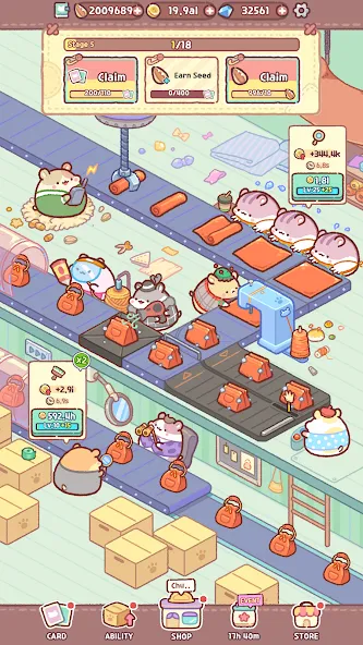 Взломанная Hamster Bag Factory : Tycoon [MOD: безлимитные деньги и ускоренное производство] на Андроид — скриншот 4