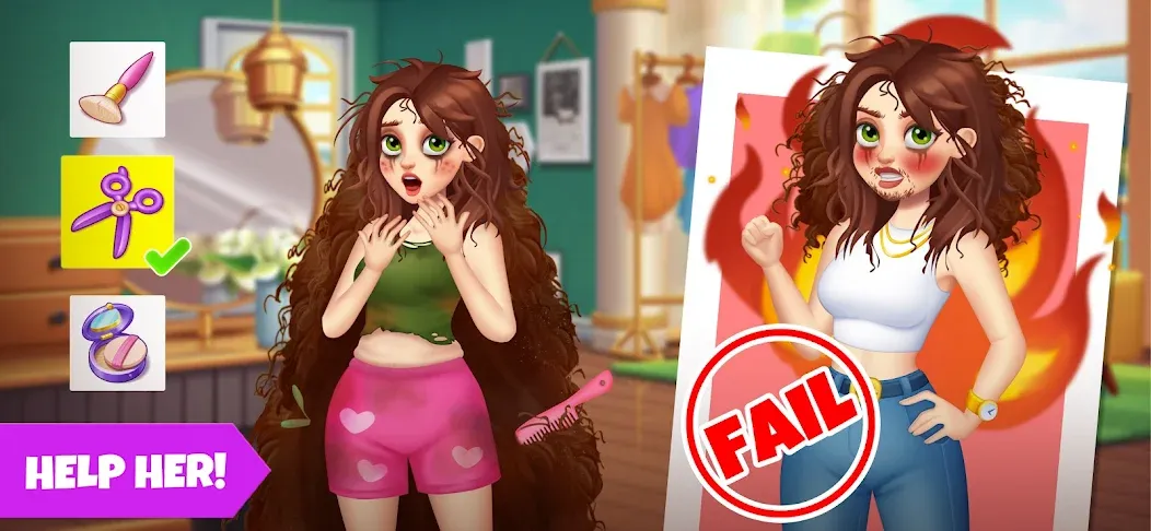 Скачать взлом Makeover Blast: Dressup Salon [MOD: безлимитные деньги и алмазы] — скриншот 2