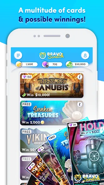 Скачать взлом Bravoscratch, scratch games! [MOD: неограниченные награды и быстрый прогресс] — скриншот 3