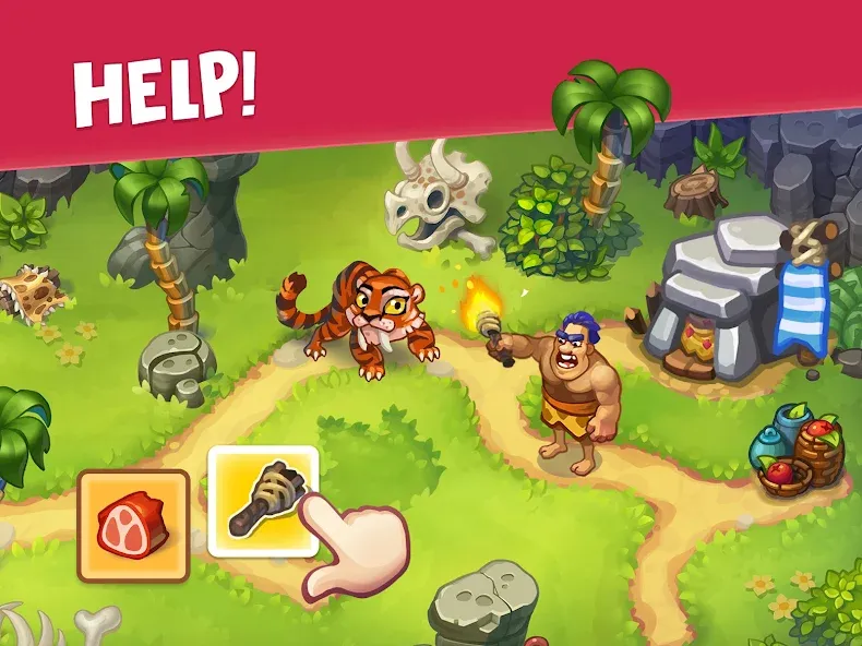 Скачать Tribe Dash - Time management [MOD: безлимитные ресурсы и ускорение времени] — скриншот 1