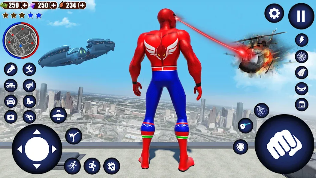Взломанная Flying Superhero Robot Games [MOD: безлимитные деньги и полёт без ограничений] на Андроид — скриншот 3
