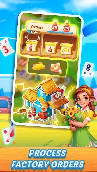 Скачать Solitaire Farm Adventure [MOD: безлимитные монеты и подсказки] на телефон — скриншот 3