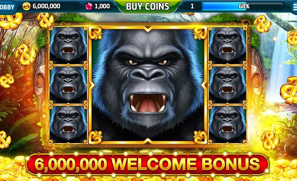 Ape Slots: Vegas Casino Deluxe [MOD: безлимитные монеты и джекпоты] последняя версия — скриншот 1