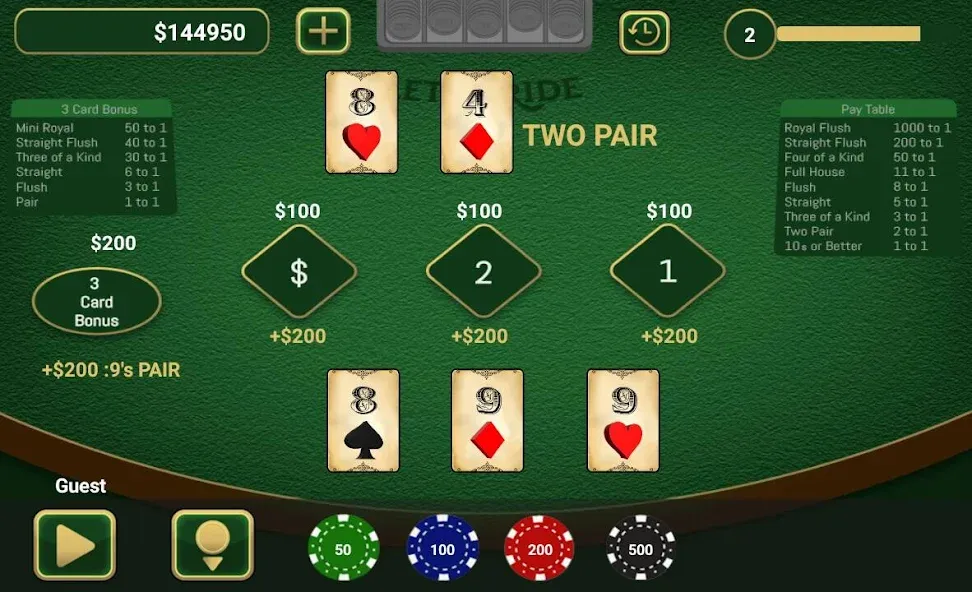 Скачать Let It Ride Poker [MOD: безлимитные фишки и быстрые выигрыши] — скриншот 2