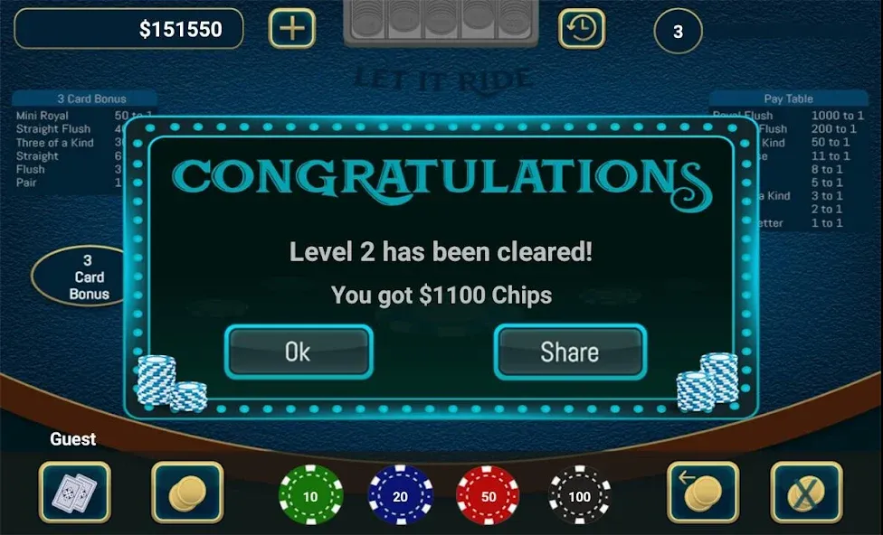 Скачать Let It Ride Poker [MOD: безлимитные фишки и быстрые выигрыши] — скриншот 4