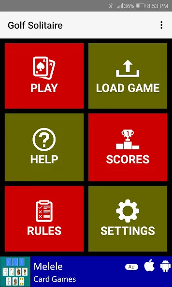 Скачать Golf Solitaire [MOD: без рекламы и бесконечные подсказки] на телефон — скриншот 1
