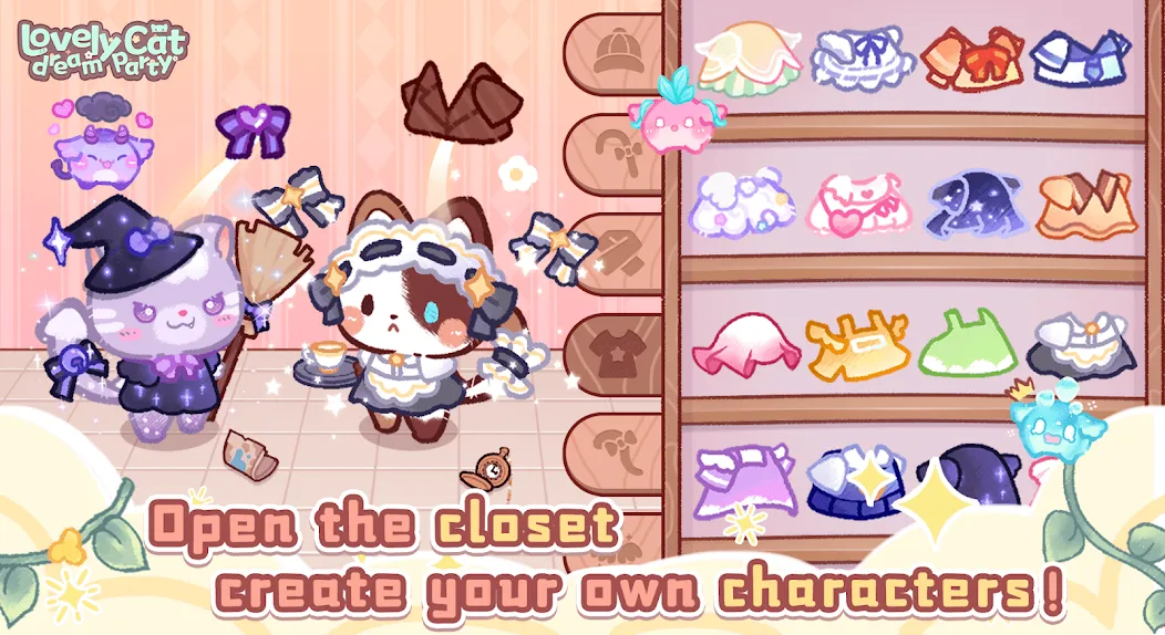 Lovely cat dream party [MOD: много монет и все уровни] на Андроид — скриншот 1