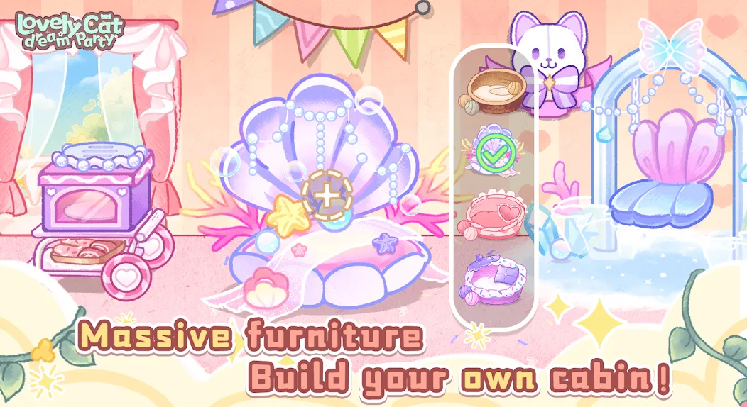Lovely cat dream party [MOD: много монет и все уровни] на Андроид — скриншот 3