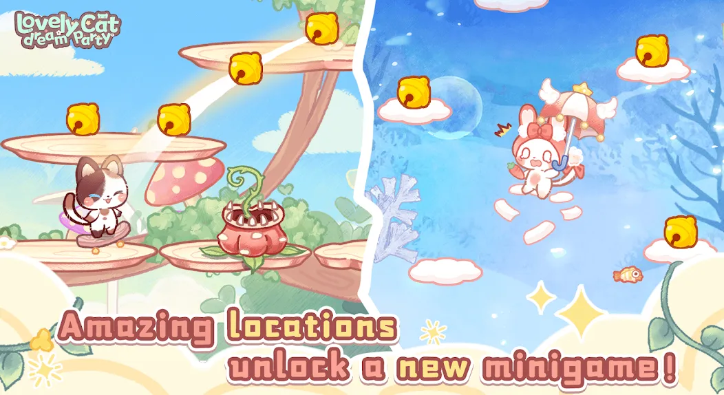 Lovely cat dream party [MOD: много монет и все уровни] на Андроид — скриншот 4
