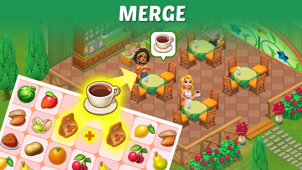 Merge Cooking:Theme Restaurant [MOD: безлимитные монеты и все рецепты] — Скачать бесплатно (APK) — скриншот 3