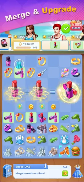 Merge Lover: Story & Makeover [MOD: безлимитные деньги и энергия] последняя версия — скриншот 4
