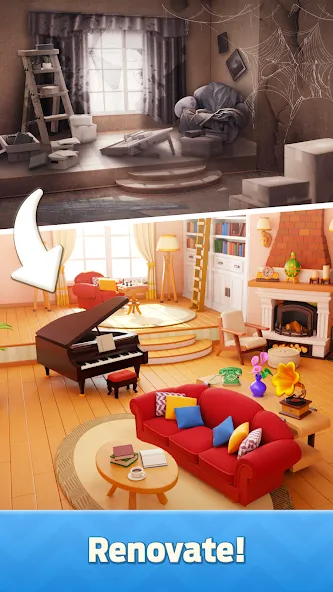 Скачать Mergedom: Home Design [MOD: безлимитные деньги и энергия] — скриншот 2
