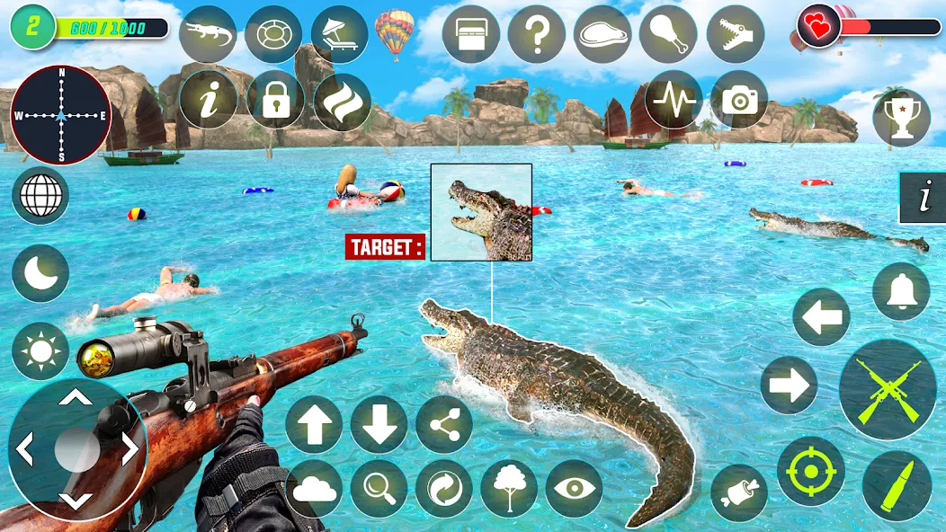 Crocodile Hunting Animal Games [MOD: безлимитные деньги и патроны] на Андроид — скриншот 5