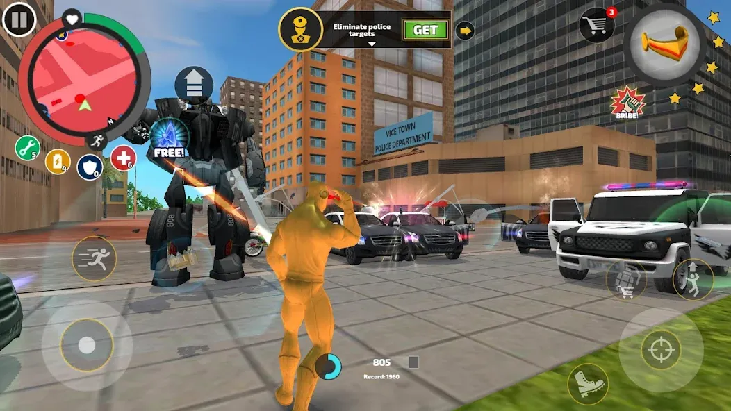 Взломанная Rope Hero: Vice Town [MOD: безлимитные деньги и суперспособности] на Андроид — скриншот 5