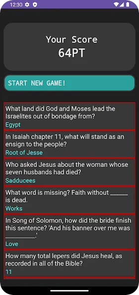 Взломанная Bible Trivia [MOD: правильные ответы без ограничений] на Андроид — скриншот 3