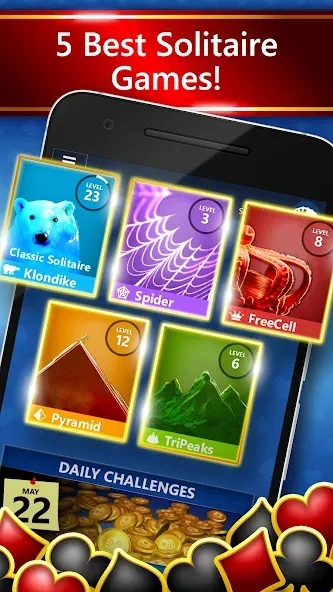 Скачать Microsoft Solitaire Collection [MOD: разблокированы все карты и режимы] на телефон — скриншот 1