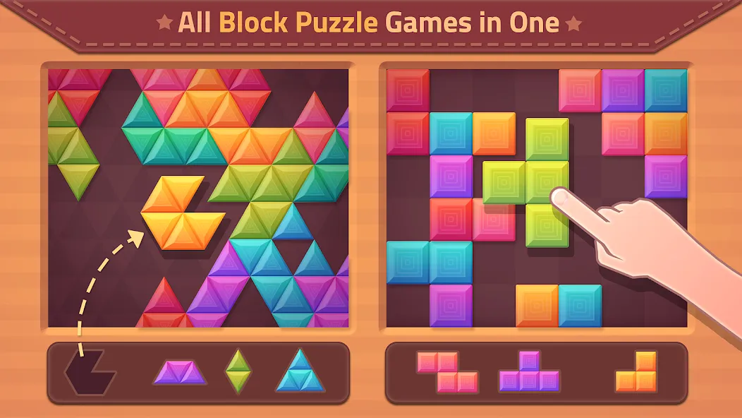 Triangles & Blocks [MOD: безлимитные ходы и открыты все уровни] на Андроид — скриншот 1