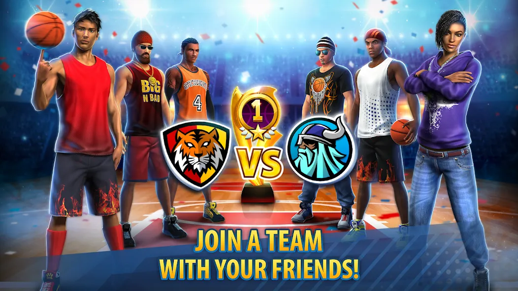 Скачать Basketball Stars: Multiplayer [MOD: безлимитные деньги и все мячи открыты] на телефон — скриншот 1