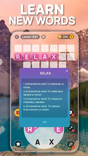 Взломанная Word Scenery: Crossword [MOD: безлимитные подсказки и открыты уровни] на Андроид — скриншот 3