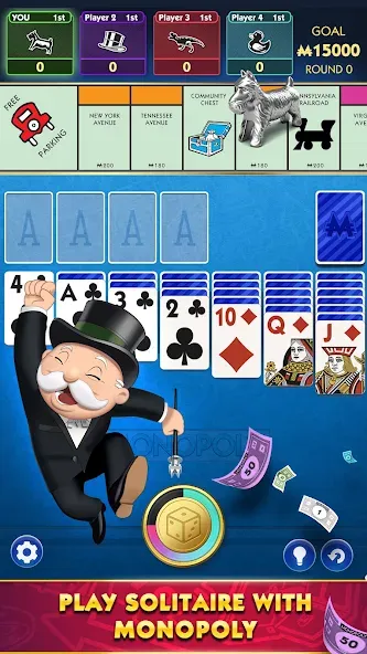 Скачать MONOPOLY Solitaire: Card Games [MOD: безлимитные монеты и разблокированы колоды] — скриншот 1