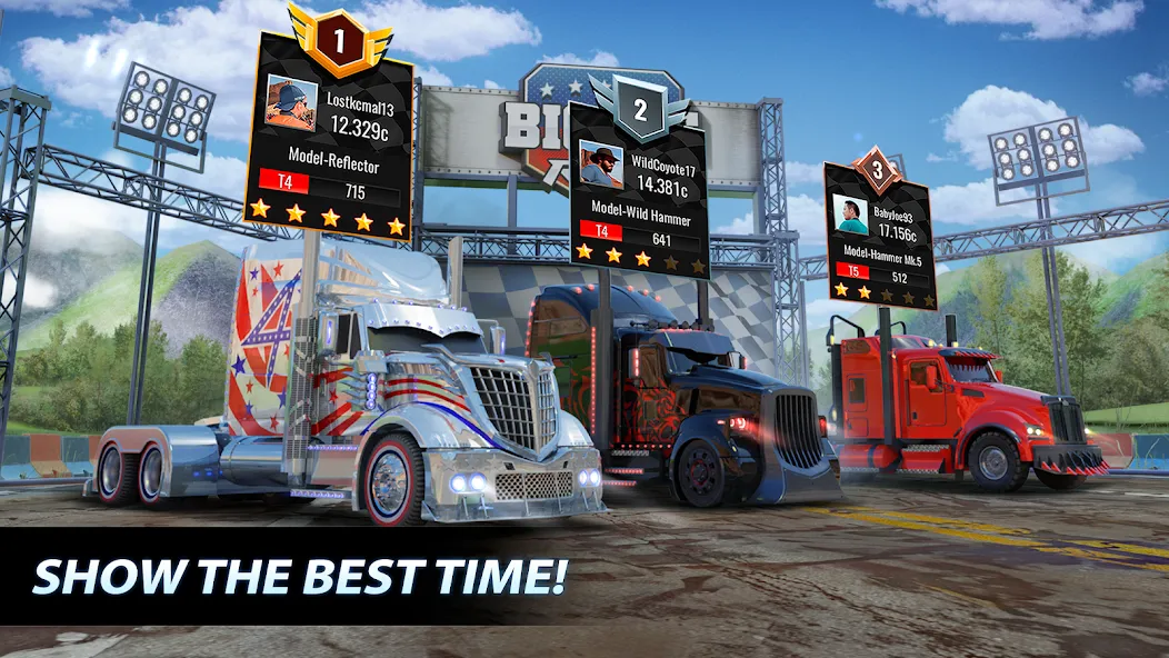 Big Rig Racing: Drag racing [MOD: безлимитные деньги и топливо] на Андроид — скриншот 3