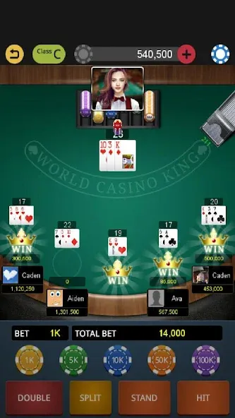 Скачать World Blackjack King [MOD: безлимитные фишки и открыты столы] — скриншот 2