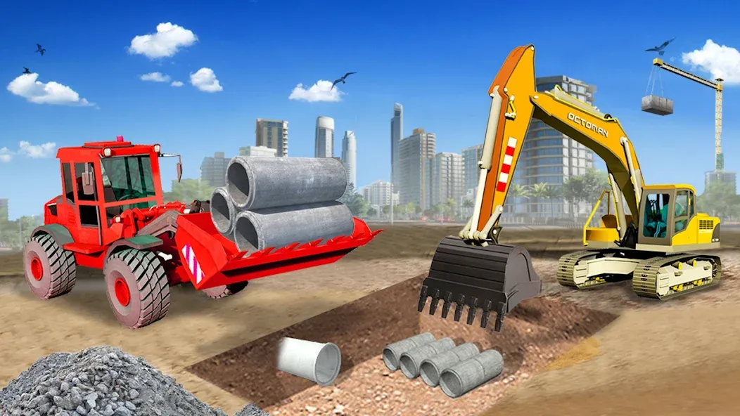 Взломанная Heavy Construction Simulator [MOD: безлимитные деньги и вся техника] на Андроид — скриншот 4