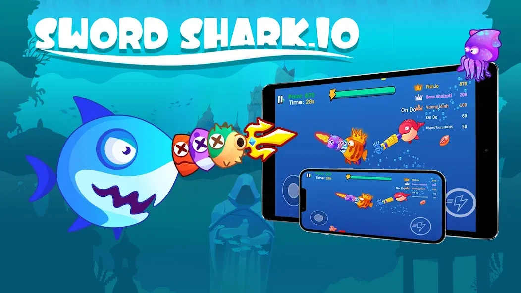 Sword Shark.io - Hungry Shark [MOD: много денег и алмазов] (Бесплатно / APK) — скриншот 1