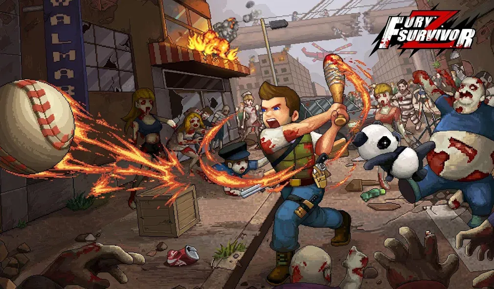 Fury Survivor: Pixel Z [MOD: безлимитные ресурсы и бессмертие] на Андроид — скриншот 1