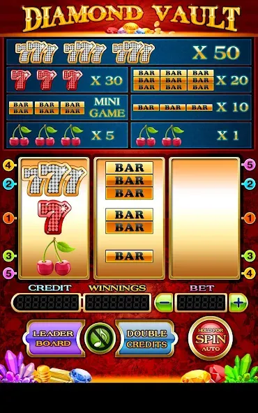 Взломанная Diamond Vault Slots - Vegas [MOD: безлимитные монеты и бонусы] на Андроид — скриншот 3