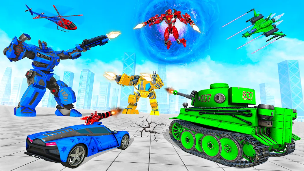 Tank Robot Game Army Games [MOD: мощные роботы и бесконечные боеприпасы] — Скачать бесплатно (APK) — скриншот 3