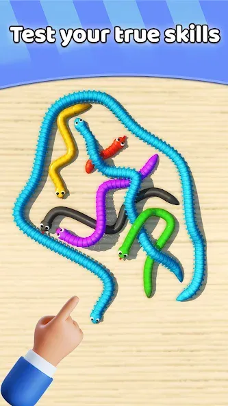 Скачать Tangled Snakes Puzzle Game [MOD: разблокированы все уровни и подсказки] — скриншот 4