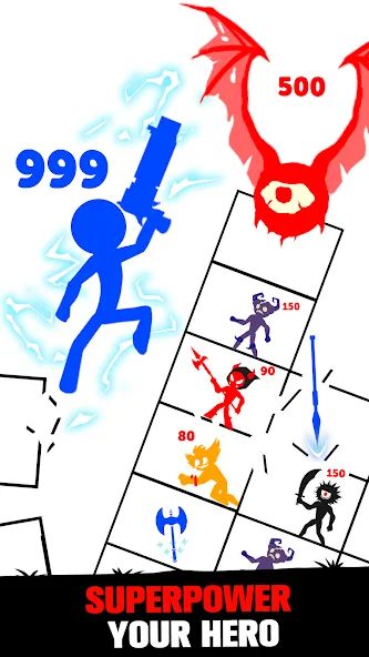 Скачать взлом Stick Fight: Endless Battle [MOD: безлимитные монеты и оружие] — скриншот 3
