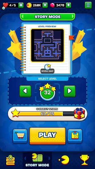 Взломанная PAC-MAN [MOD: бесконечные жизни и усиленные бонусы] на Андроид — скриншот 3